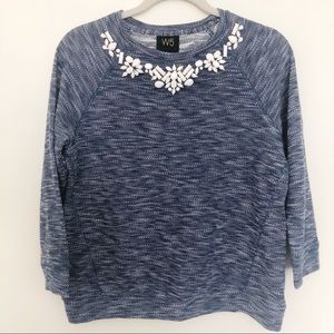 Anthropologie W5 Embellished Blue Pullover Medium